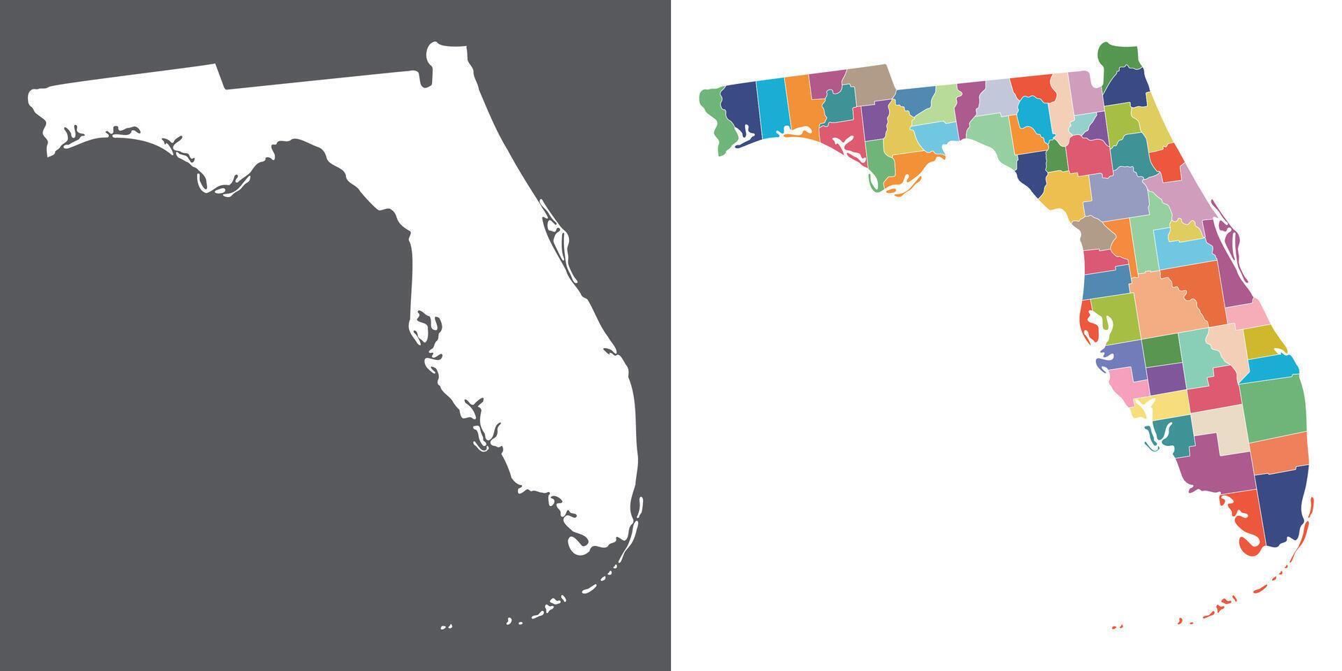 Florida state country map set - Florida State Country Map Set Map Of The U S State Of Florida With City In Set Multicolor Vector