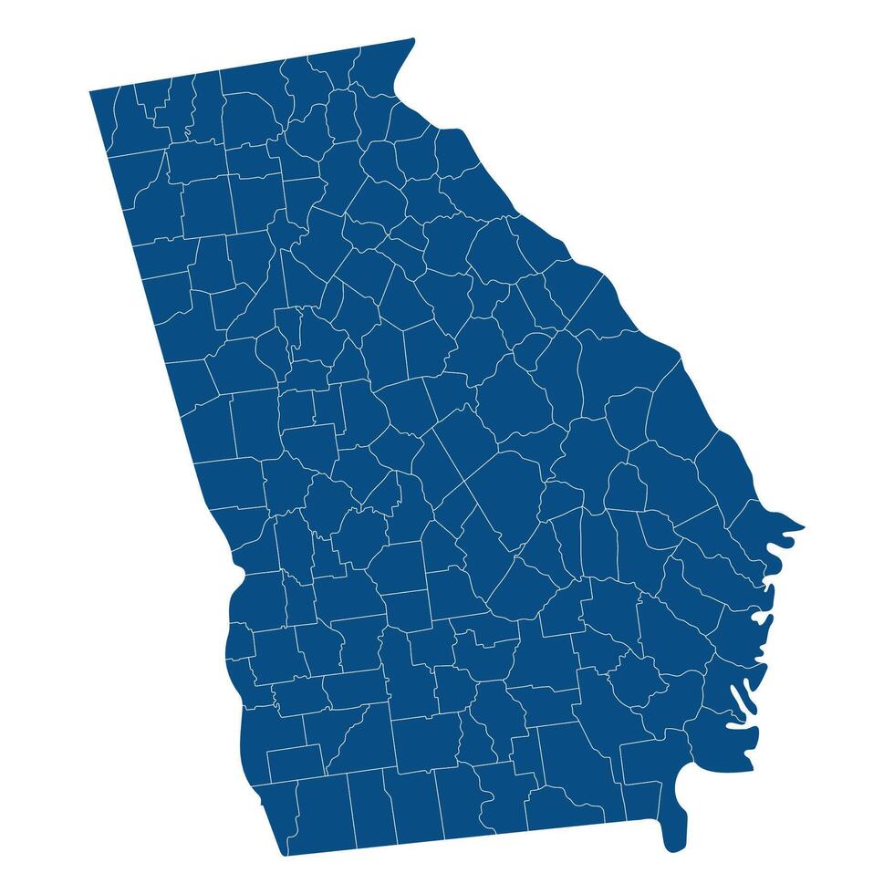 Georgia U.S. state country map. Map of the U.S. state of Georgia with city blue color. vector