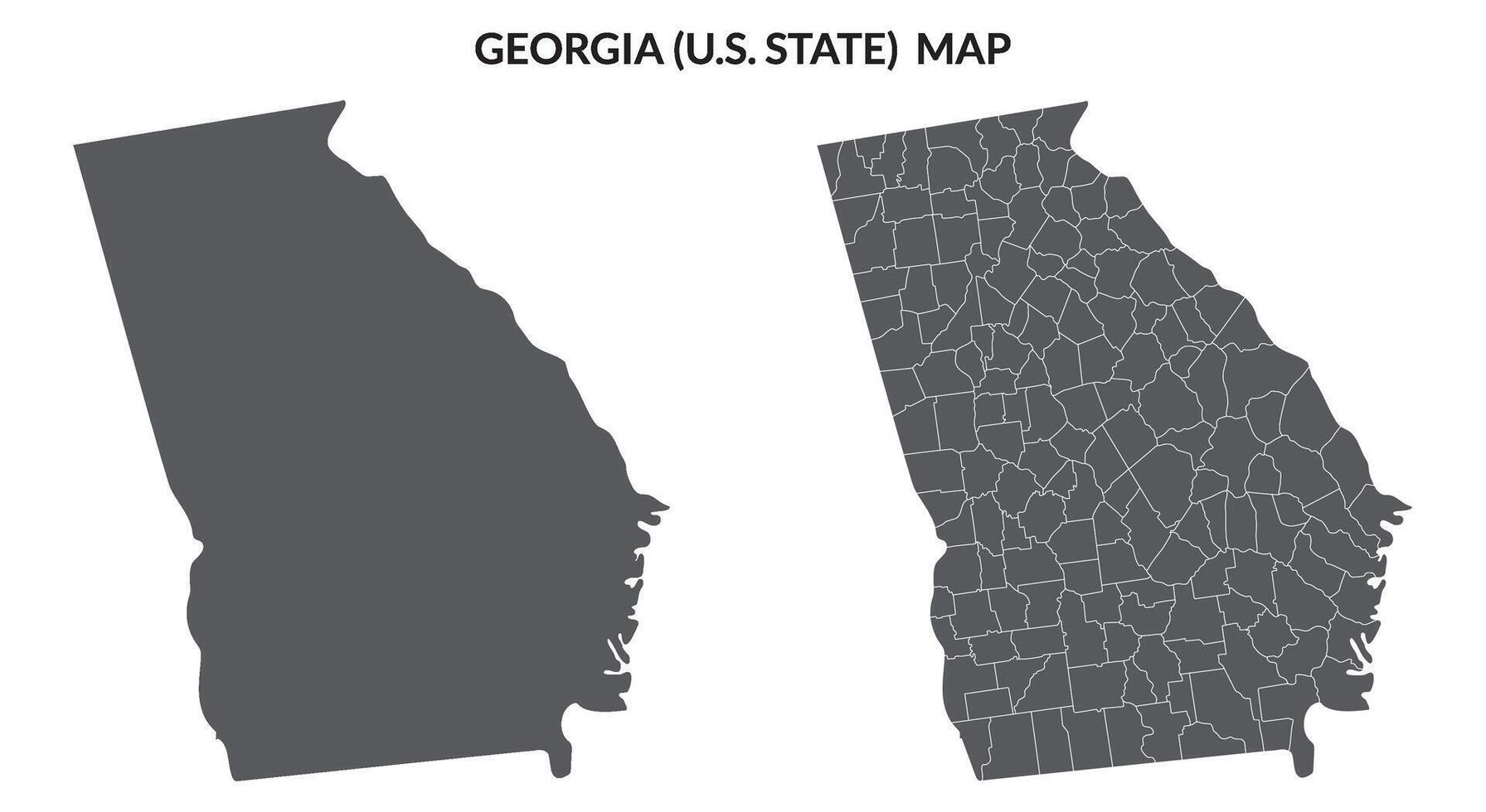 Georgia U.S. state country map set. Map of the U.S. state of Georgia with city in set grey color. vector