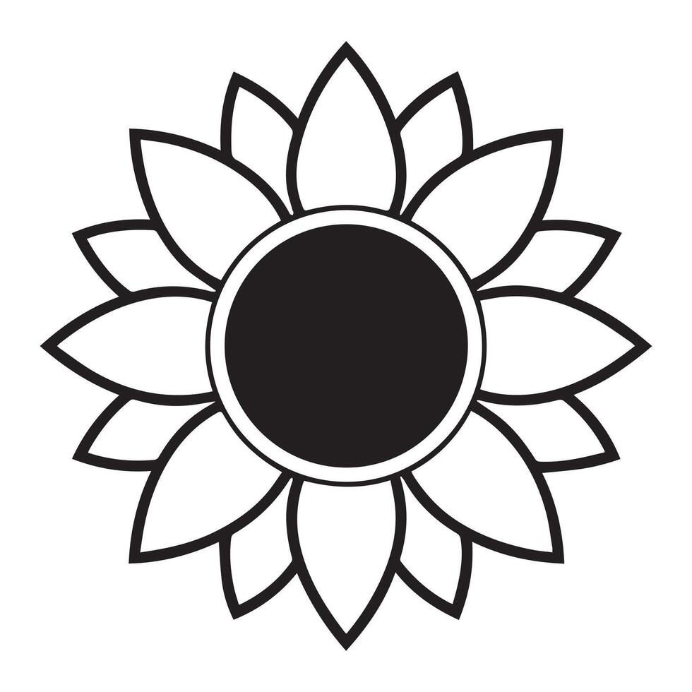 Simple Black and White Sunflower Design Elegant Floral Graphic for Peaceful and Serene Mood - Professional digital artwork with vibrant colors and detailed composition vector