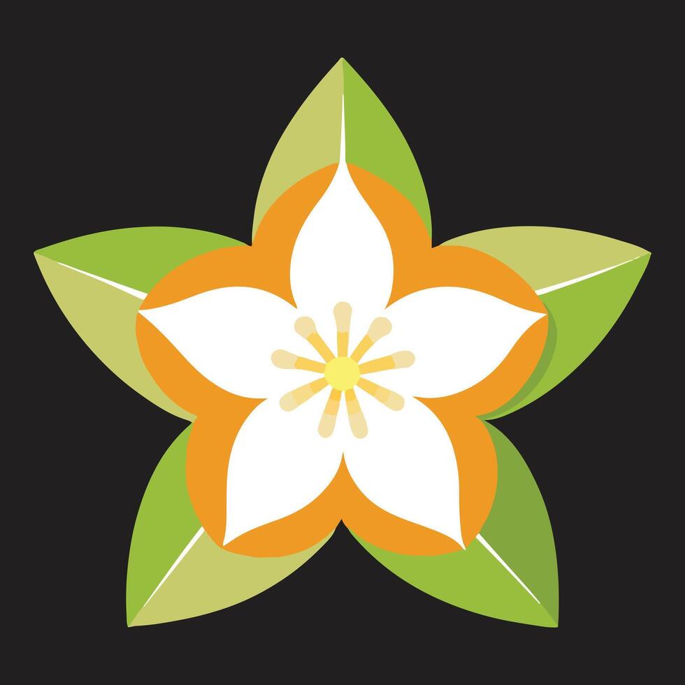 Serene Orange Blossom Flower Blooming in Dark Background, Peaceful Nature Illustration - Professional digital artwork with vibrant colors and detailed composition vector