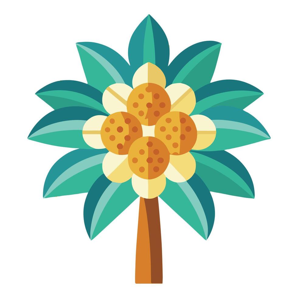 Vibrant Tropical Tree with Golden Fruits Flourishing in a Sunny Paradise Setting - Professional digital artwork with vibrant colors and detailed composition vector