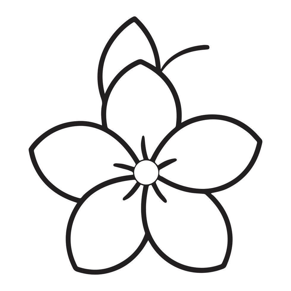 Serene Line Art Drawing of a Delicate Five-Petaled Flower Blossom in Simple Minimalist Style - Professional digital artwork with vibrant colors and detailed composition vector