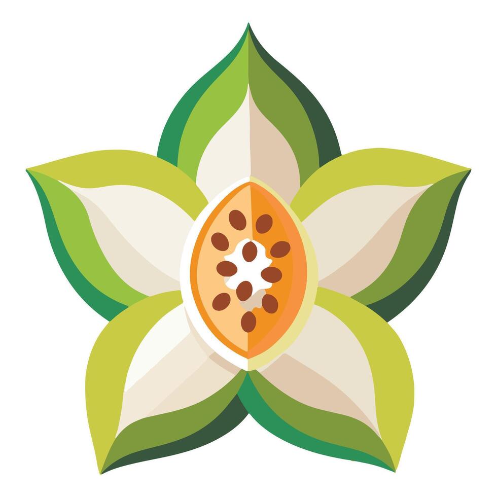 Vibrant Tropical Flower Blossom with Orange Center, Isolated on White Background, Illustrative Style, Summer Mood vector