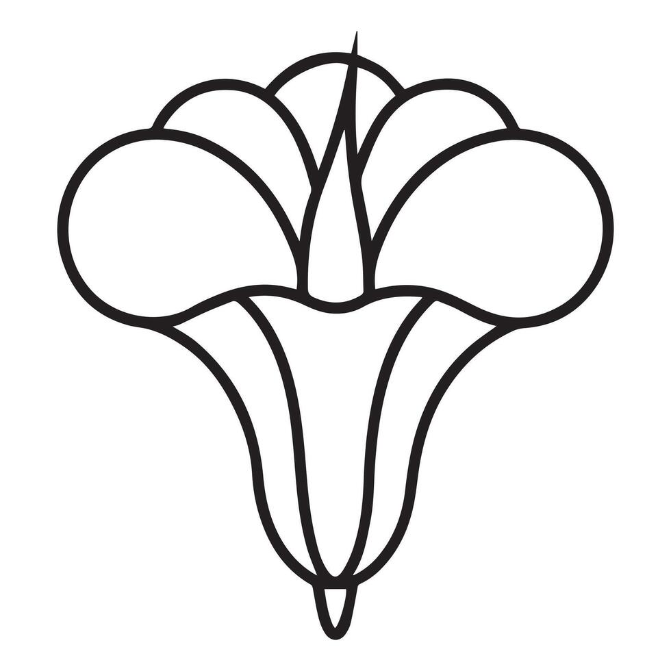 Elegant Line Art Drawing of a Serene, Blooming Flower on a White Background, Perfect for Botanical Illustrations and Designs vector