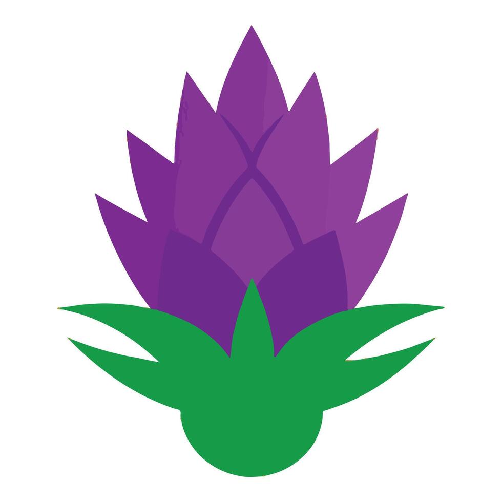 Serene Purple Thistle Flower Blooming Gracefully on White Background, Simple Flat Design Illustration - Professional digital artwork with vibrant colors and detailed composition vector