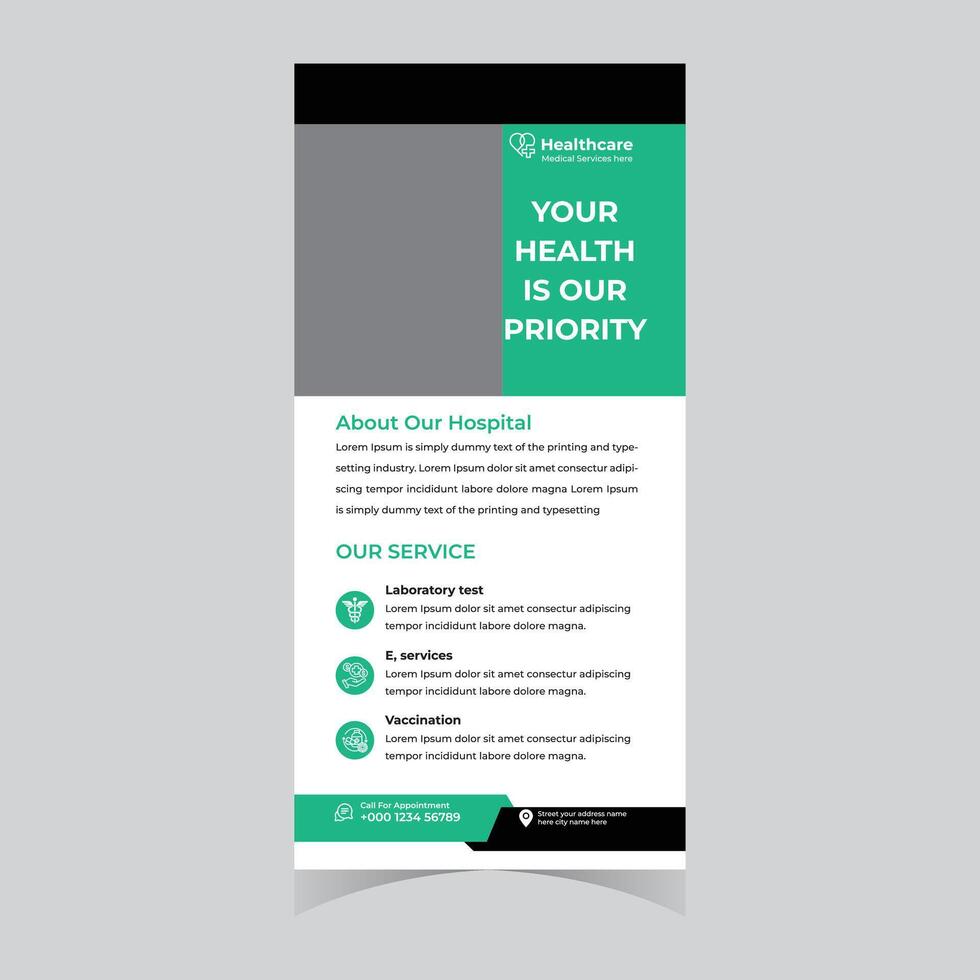Professional Healthcare Roll-Up Banner Design Modern, Clean, and Informative Medical Services Advertisement - Professional digital artwork with vibrant colors and detailed composition vector