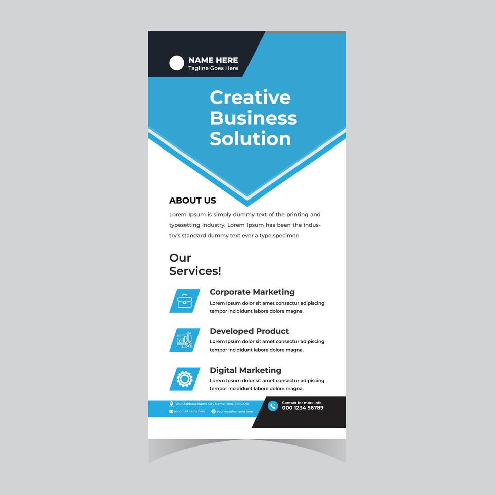 Professional Modern Creative Business Solution Roll-Up Banner Design for Marketing Services - Professional digital artwork with vibrant colors and detailed composition vector