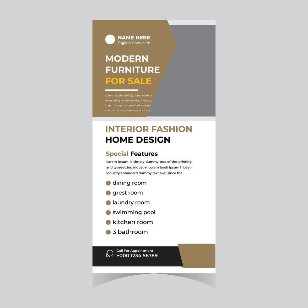 Elegant Modern Furniture for Sale Stylish Interior Home Design Flyer with Special Features - Professional digital artwork with vibrant colors and detailed composition vector
