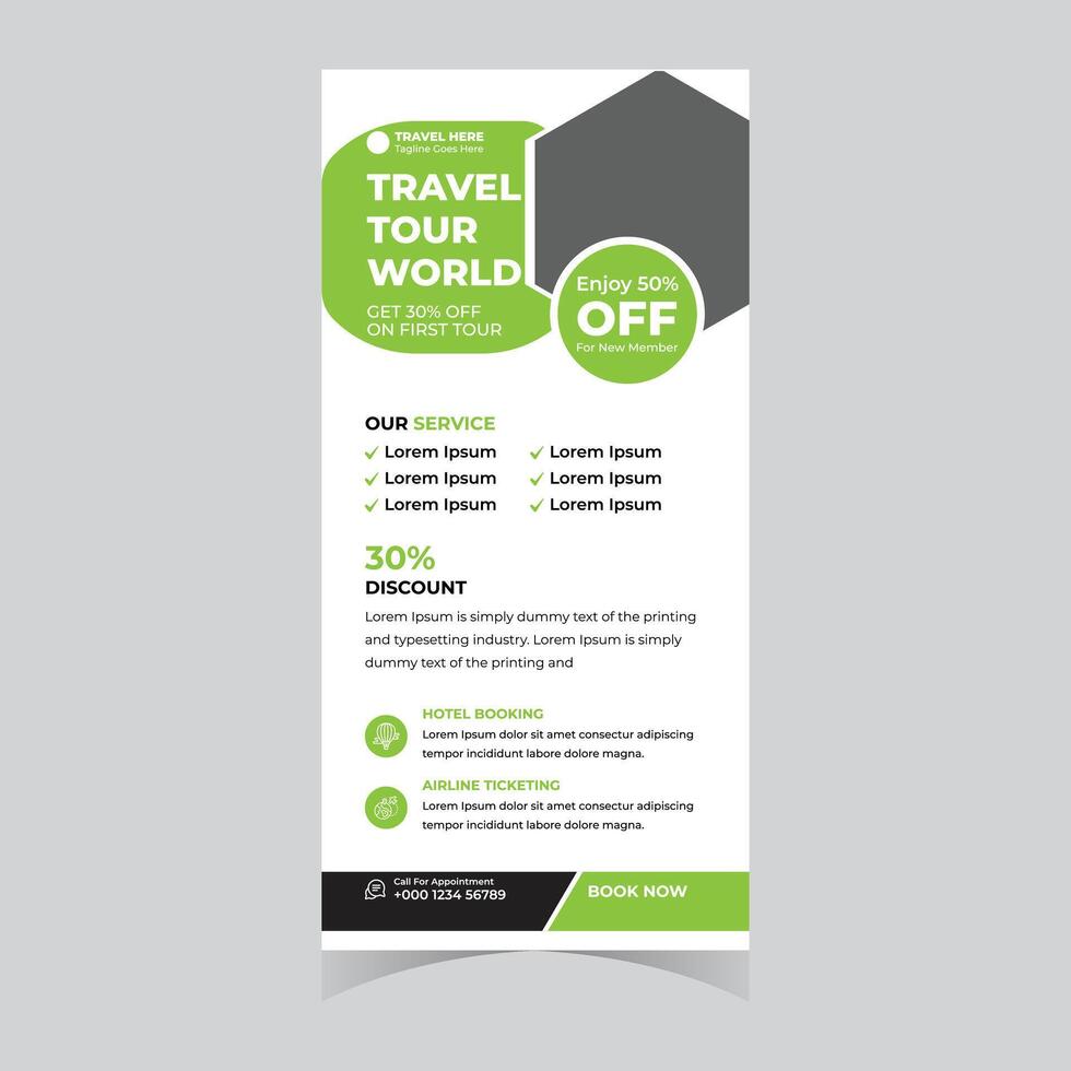 Exciting Travel Tour World Flyer 30 Off First Tour, 50 Off for New Members, Book Now vector