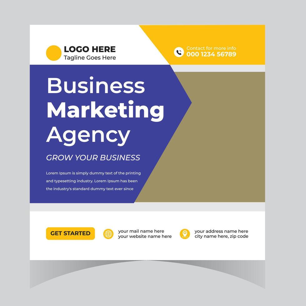 Modern Business Marketing Agency Social Media Post Design Grow Your Business with Professional Marketing Strategies vector