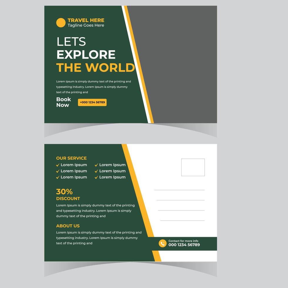 Enticing Travel Postcard Design Explore the World with 30 Discount, Book Now for an Adventurous Journey vector