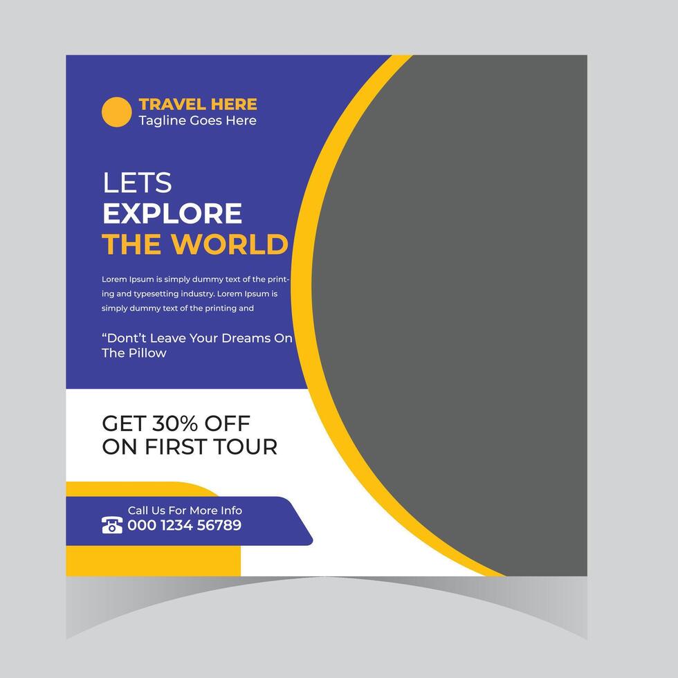Exciting World Exploration 30 Off First Tour - Inspiring Travel Social Media Post - Professional digital artwork with vibrant colors and detailed composition vector