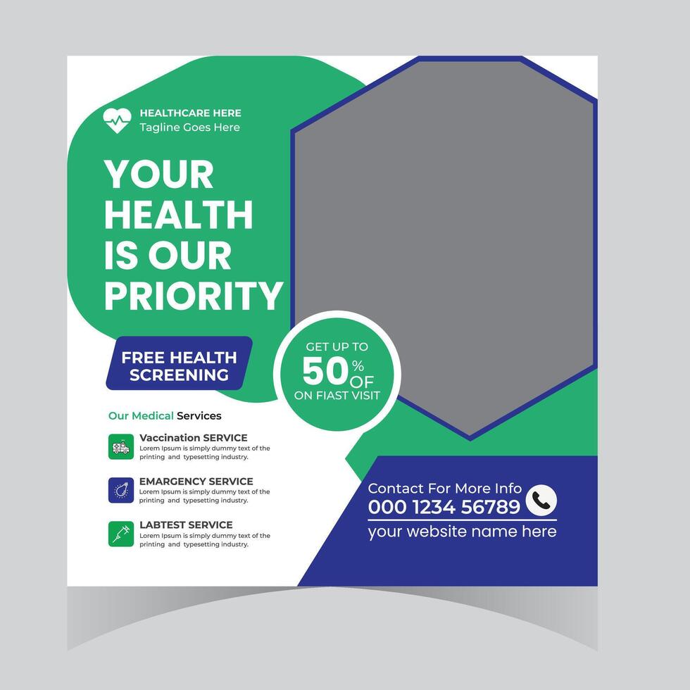 Free Health Screening Prioritizing Your Well-being with 50 Off First Visit Healthcare Services - Professional digital artwork with vibrant colors and detailed composition vector