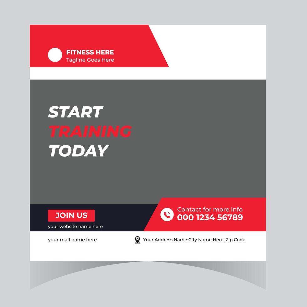 Start Your Fitness Journey Today Motivational Gym Training Social Media Post Design with Bold Red Accents vector
