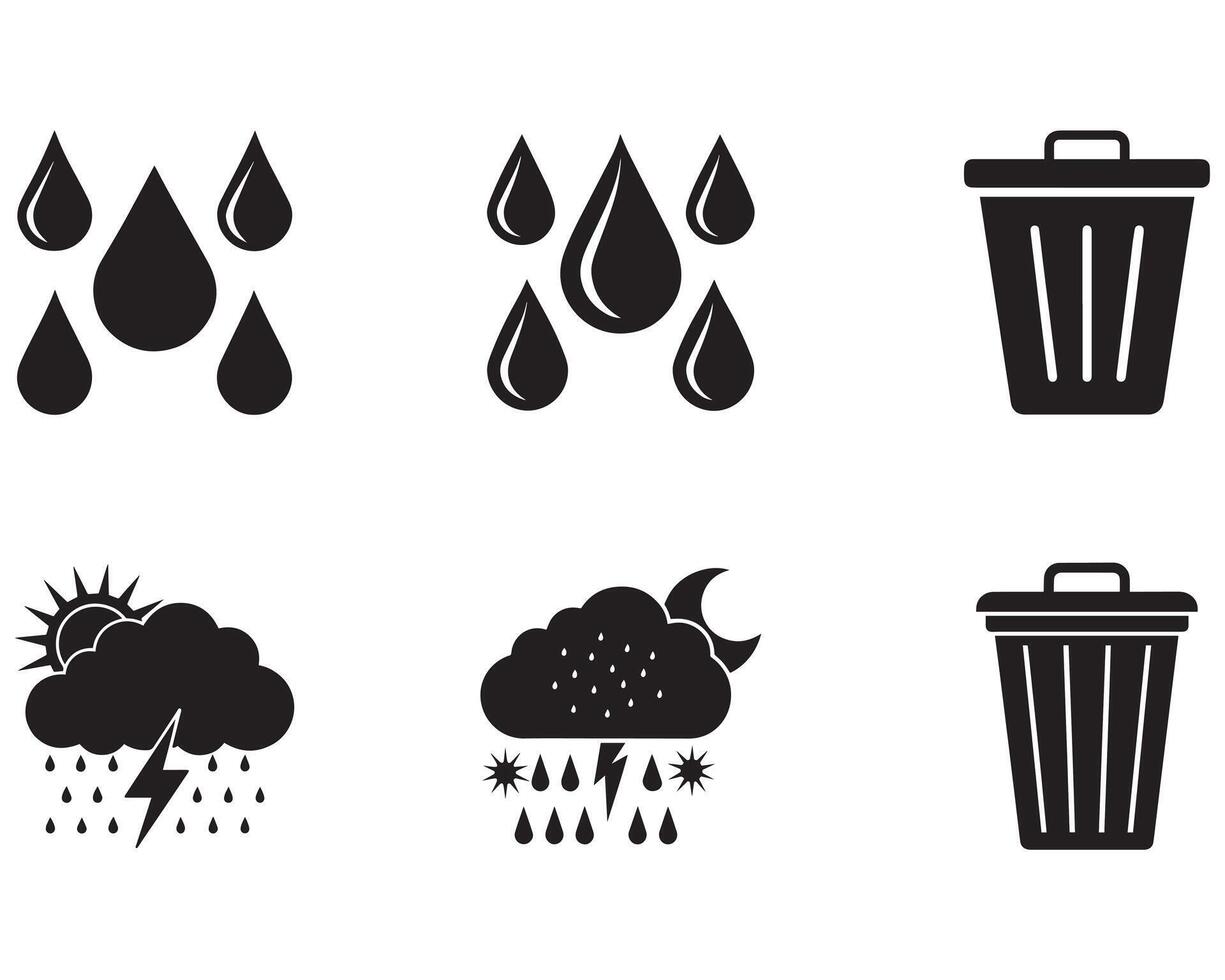 laundry hamper icon set silhouette illustration vector