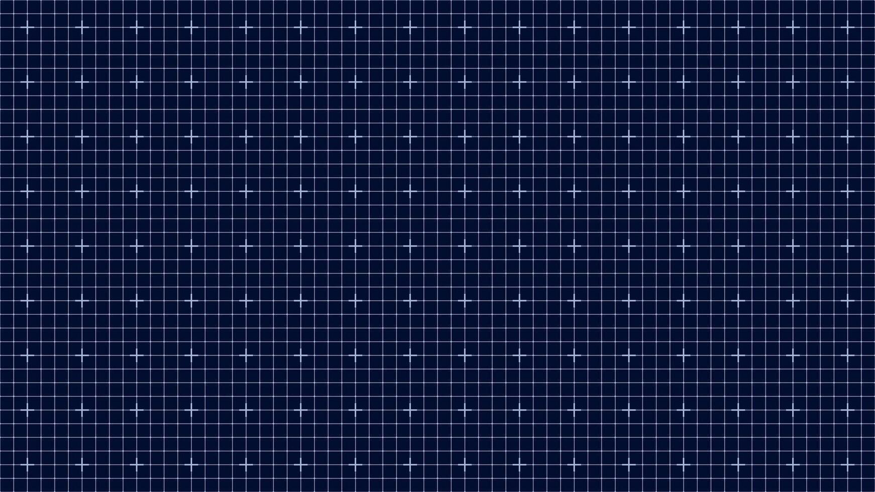 Combined plus sign and square grid background with high contrast dark blueprint theme for interface drafting schematic plotting design pattern spacing structure. vector
