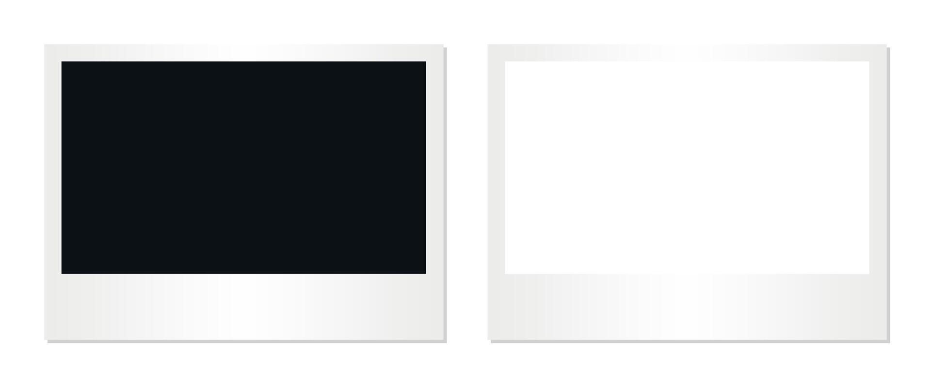 Minimal retro blank photo frame set with black and white variants isolated on transparent background for nostalgic album layout collage memory design and instant photography mockup vector