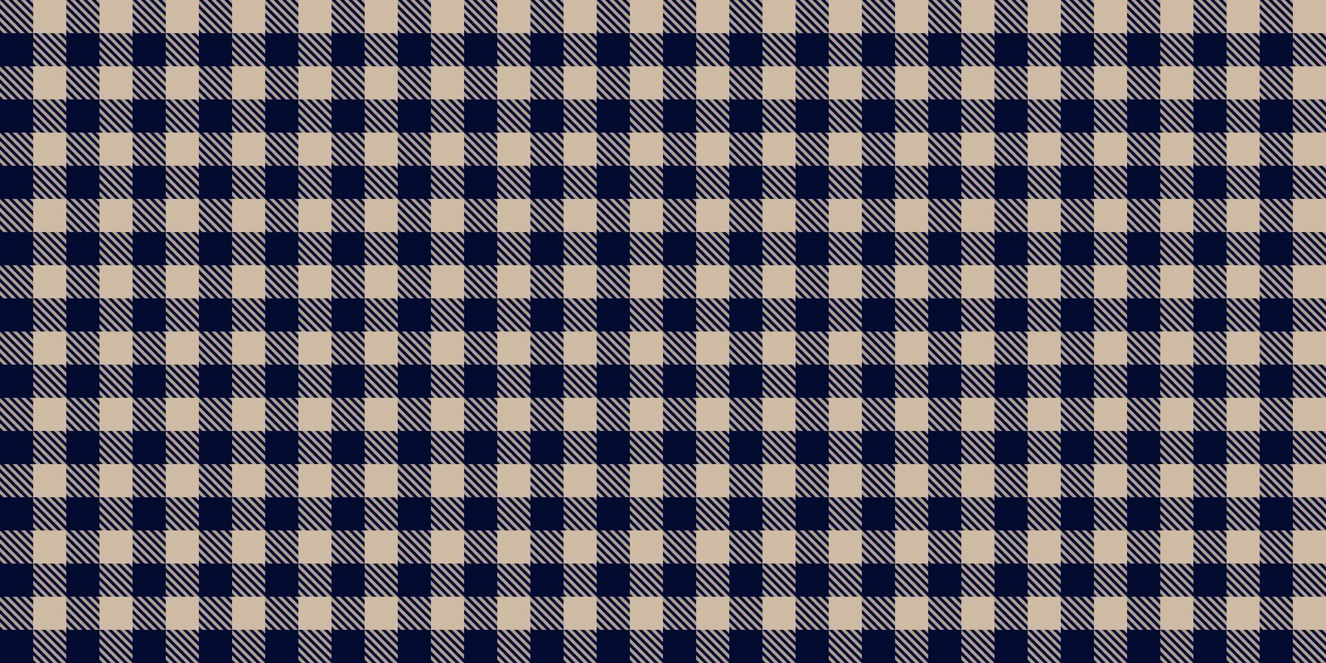 Seamless pattern with beige and navy buffalo plaid design, rustic checkered fabric, classic square textile layout, geometric structure for background, modern country style inspired graphic vector