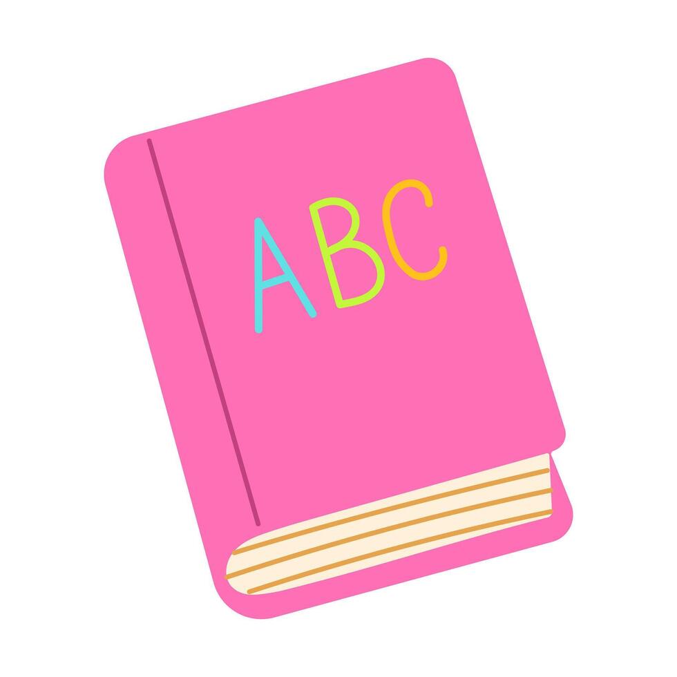 A pink book with the letters ABC on it. The book is colorful and has a playful design vector