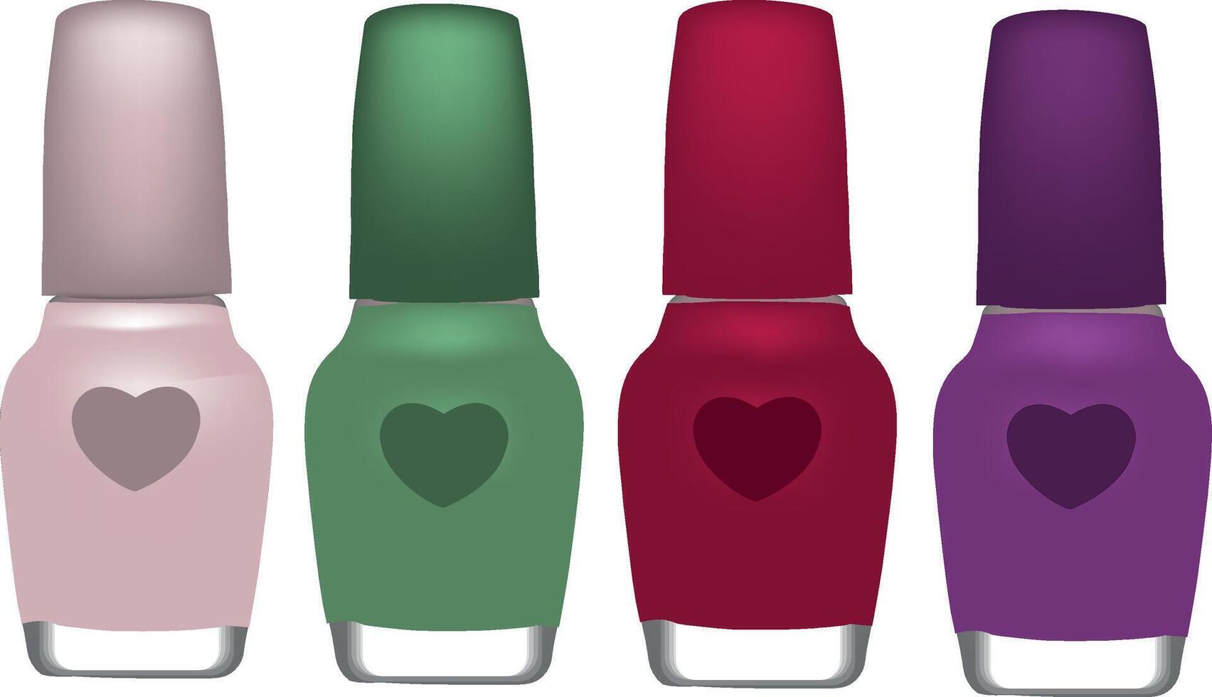 Nail polish bottles with hearts on them vector