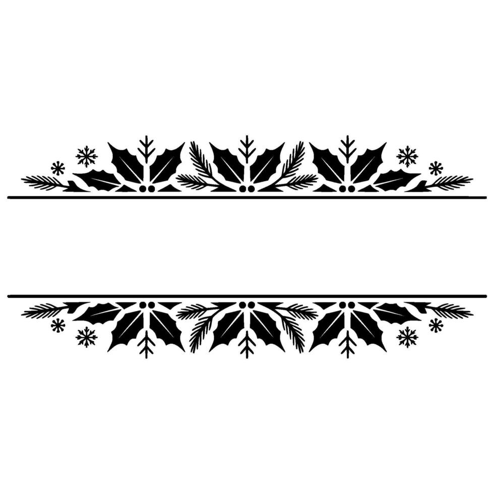 Elegant Winter Border, Holly Snowflakes, Decorative Element vector