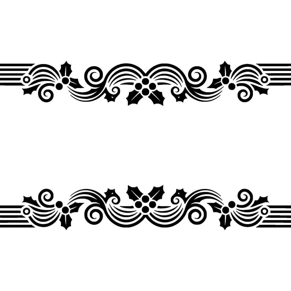 Elegant Holly Border, Vintage Festive, Swirls vector