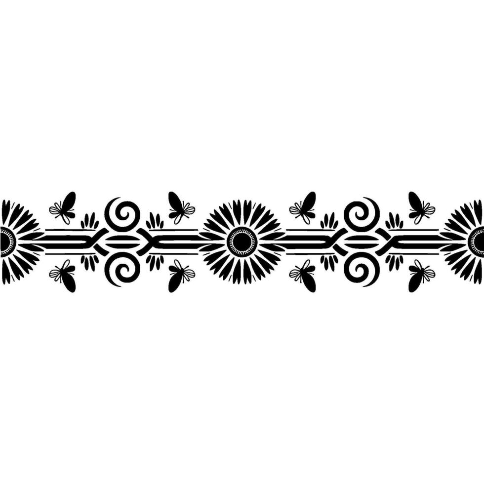 Elegant Floral Border, Vintage Style Decorative Element vector