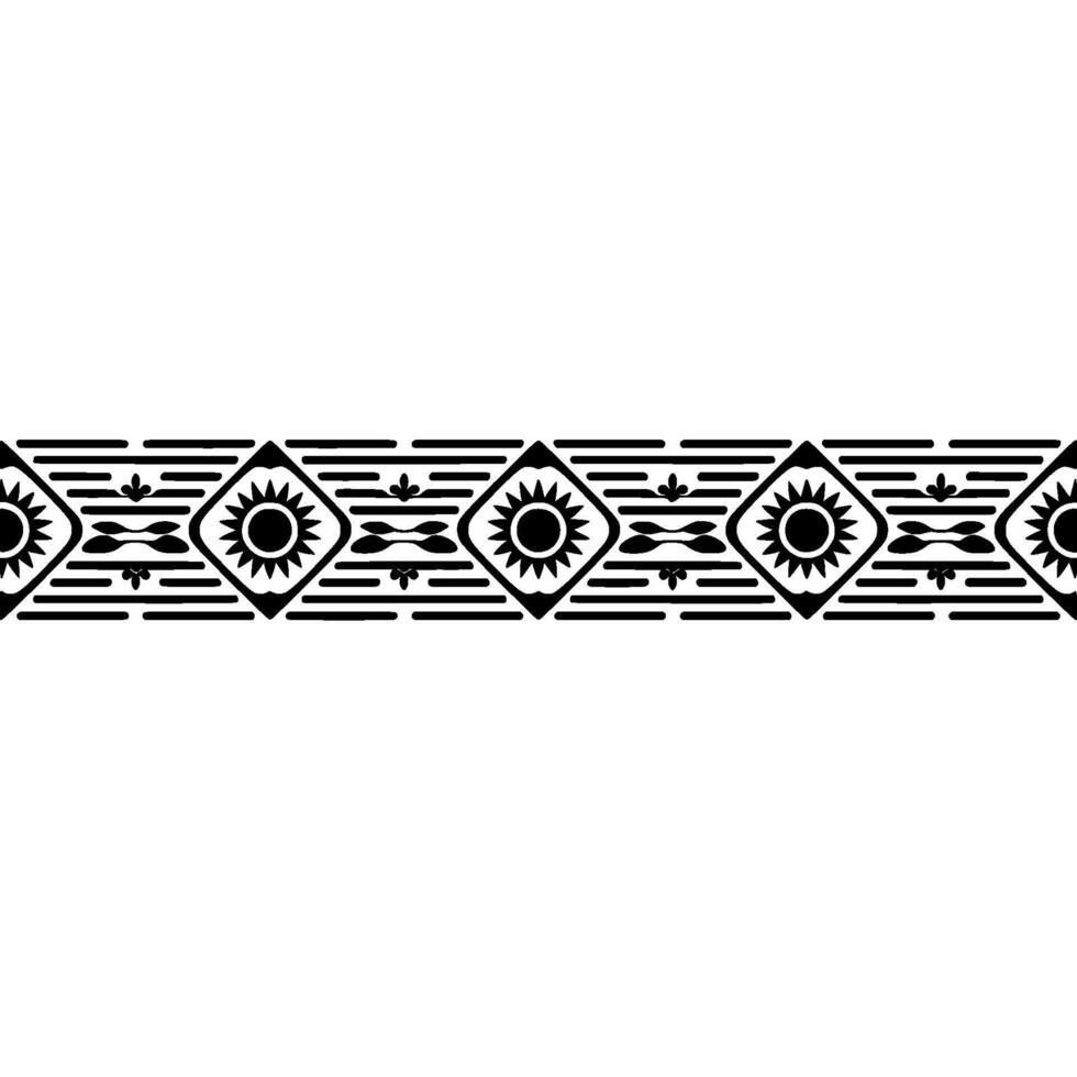 Geometric Tribal Border, Stylized Sun Motif - Pattern vector