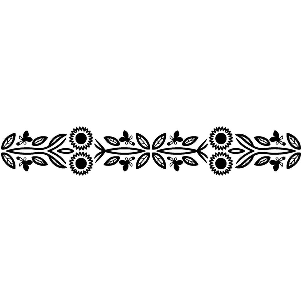 Rustic Sunflower Border, Hand-Drawn Floral vector