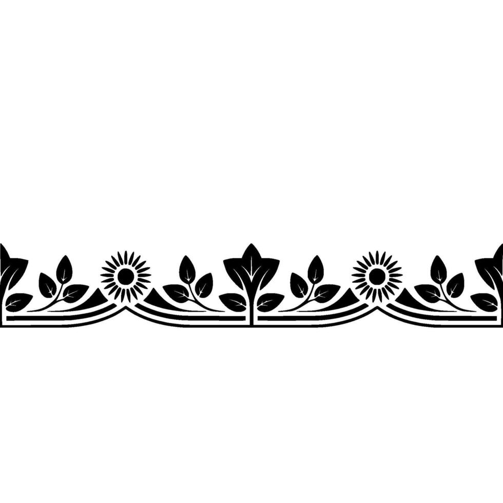 Stylized Sunflower Border, Vintage Element, Leaf vector