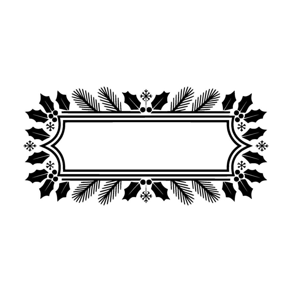 Elegant Winter Frame, Holly Snowflakes, Festive vector
