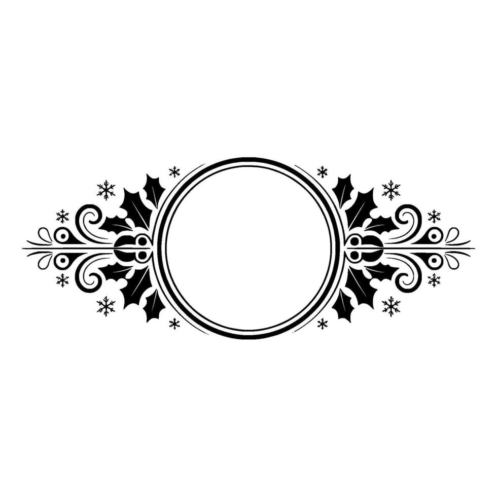 Elegant Winter Border, Holly Snowflake, Ornament vector