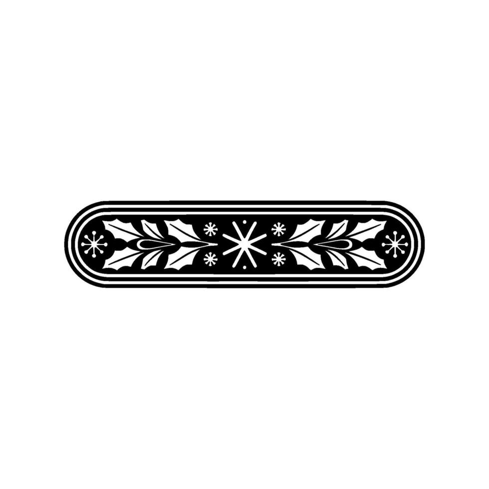 Elegant Oval Holly Snowflakes Border, Vintage Style vector