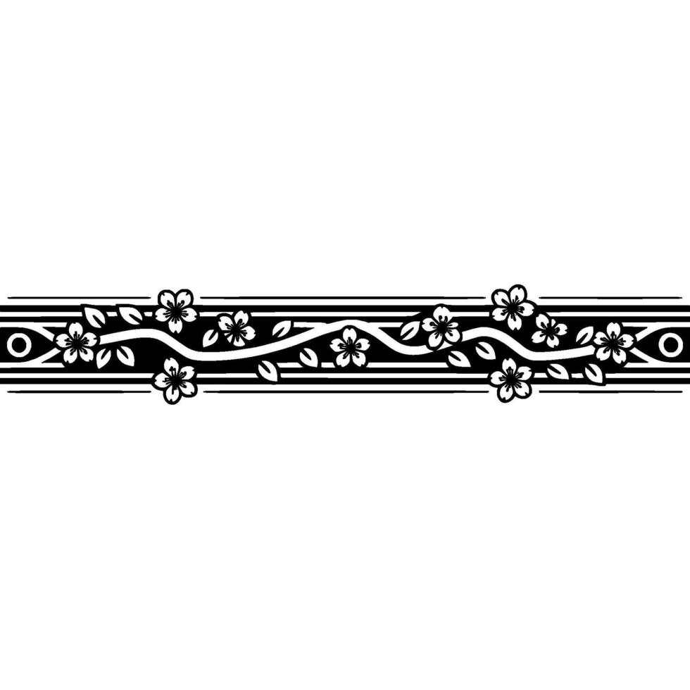 Elegant Japanese Sakura Border, Vintage vector