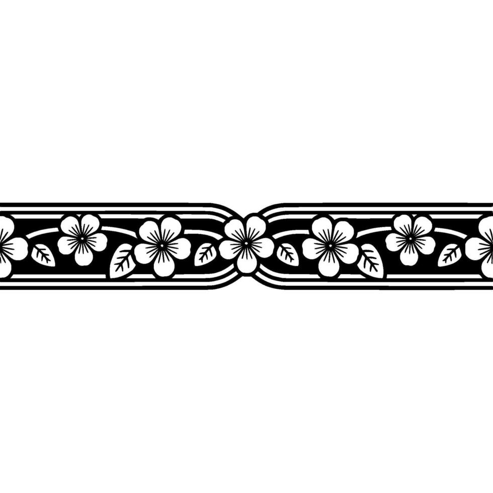 Elegant Japanese Blossom Border, Traditional vector