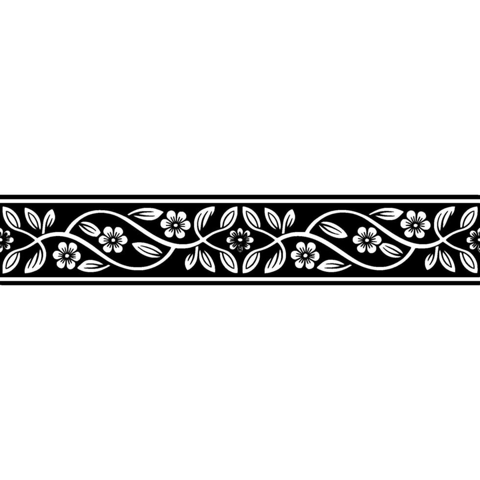 Elegant Floral Border, Vintage , Minimalist Aesthetic - Lineart vector