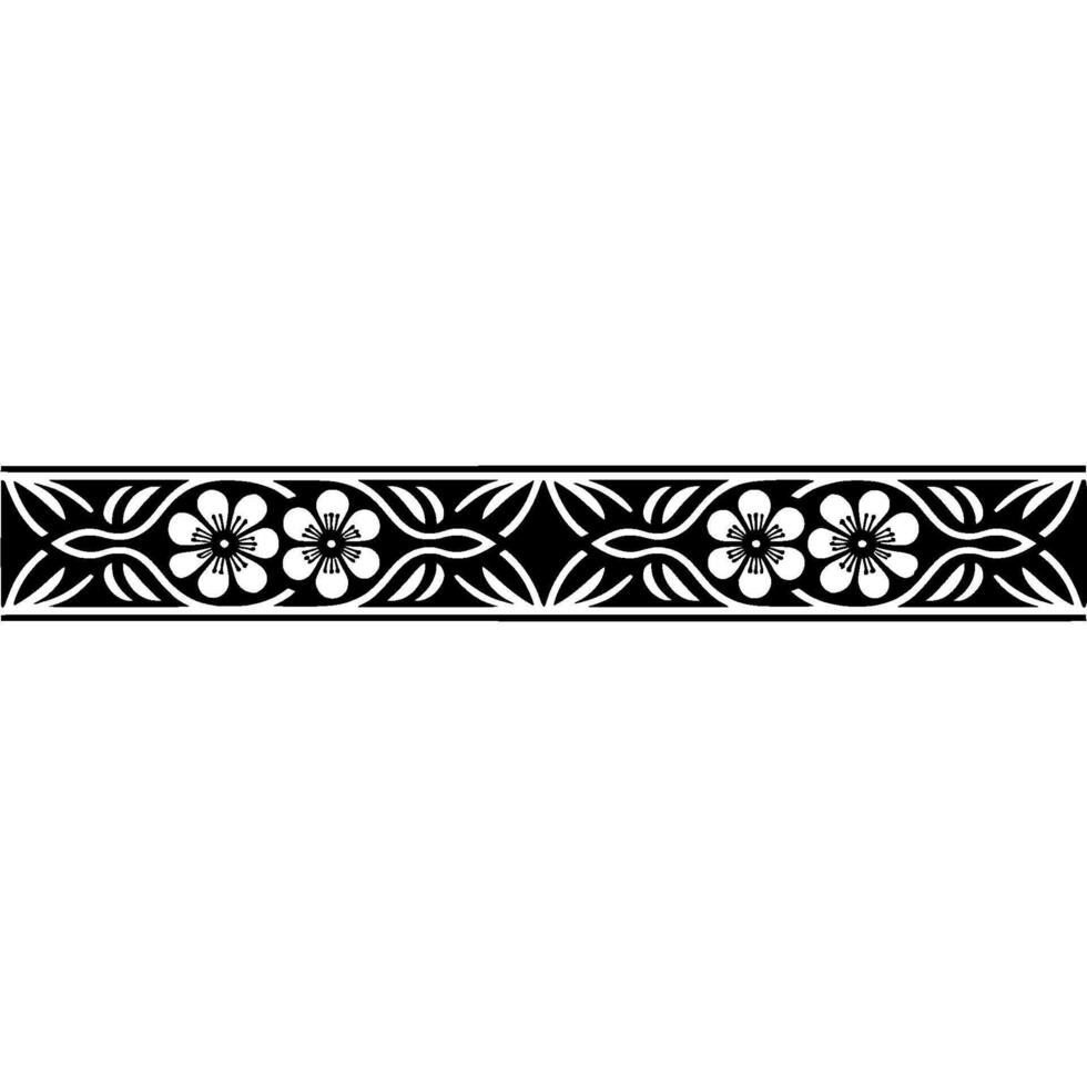 Elegant Floral Border, Vintage , Black and White - Decorative vector
