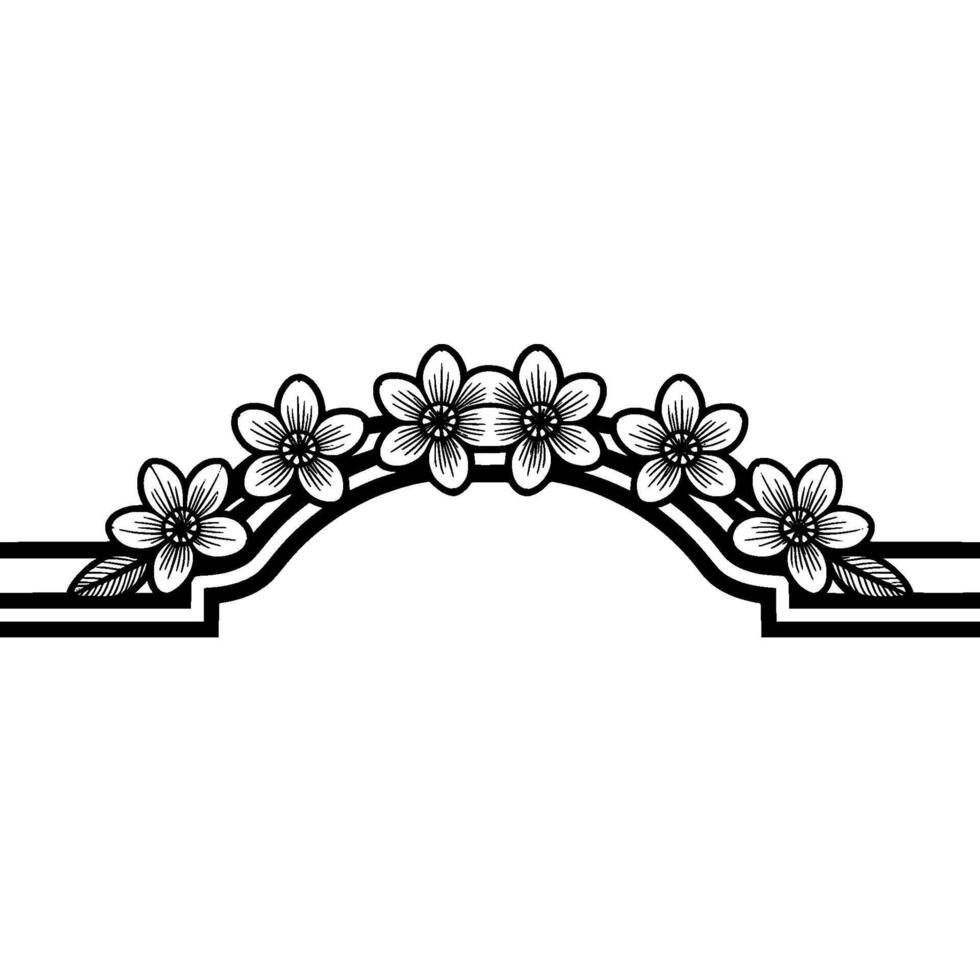 Floral Arch - Delicate Blackline Illustration vector