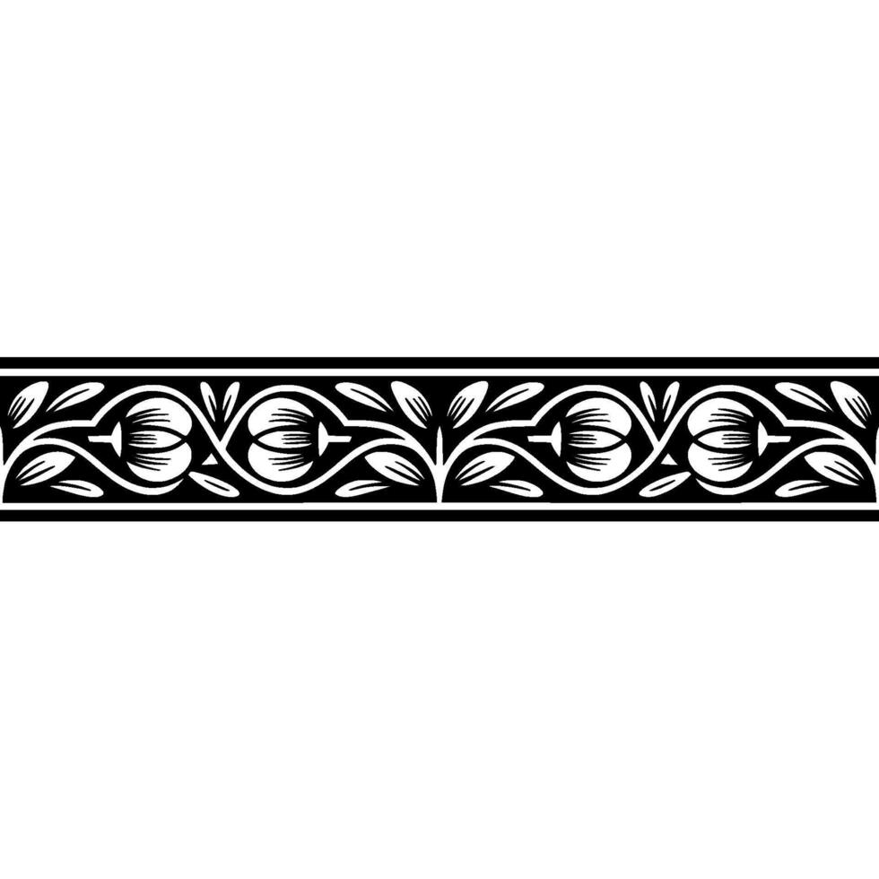 Intricate Botanical Border, Vintage Style, Floral vector