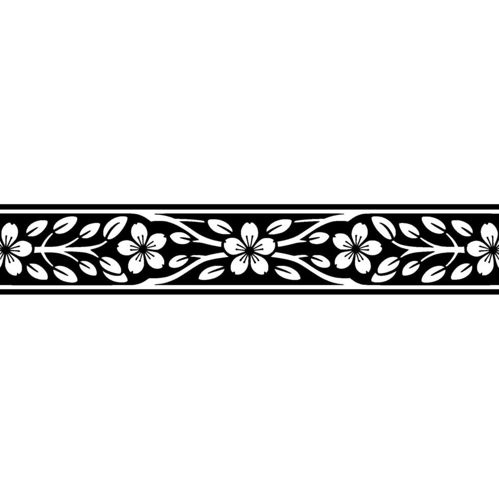 Elegant Floral Border, Japanese , Minimalist Motif vector