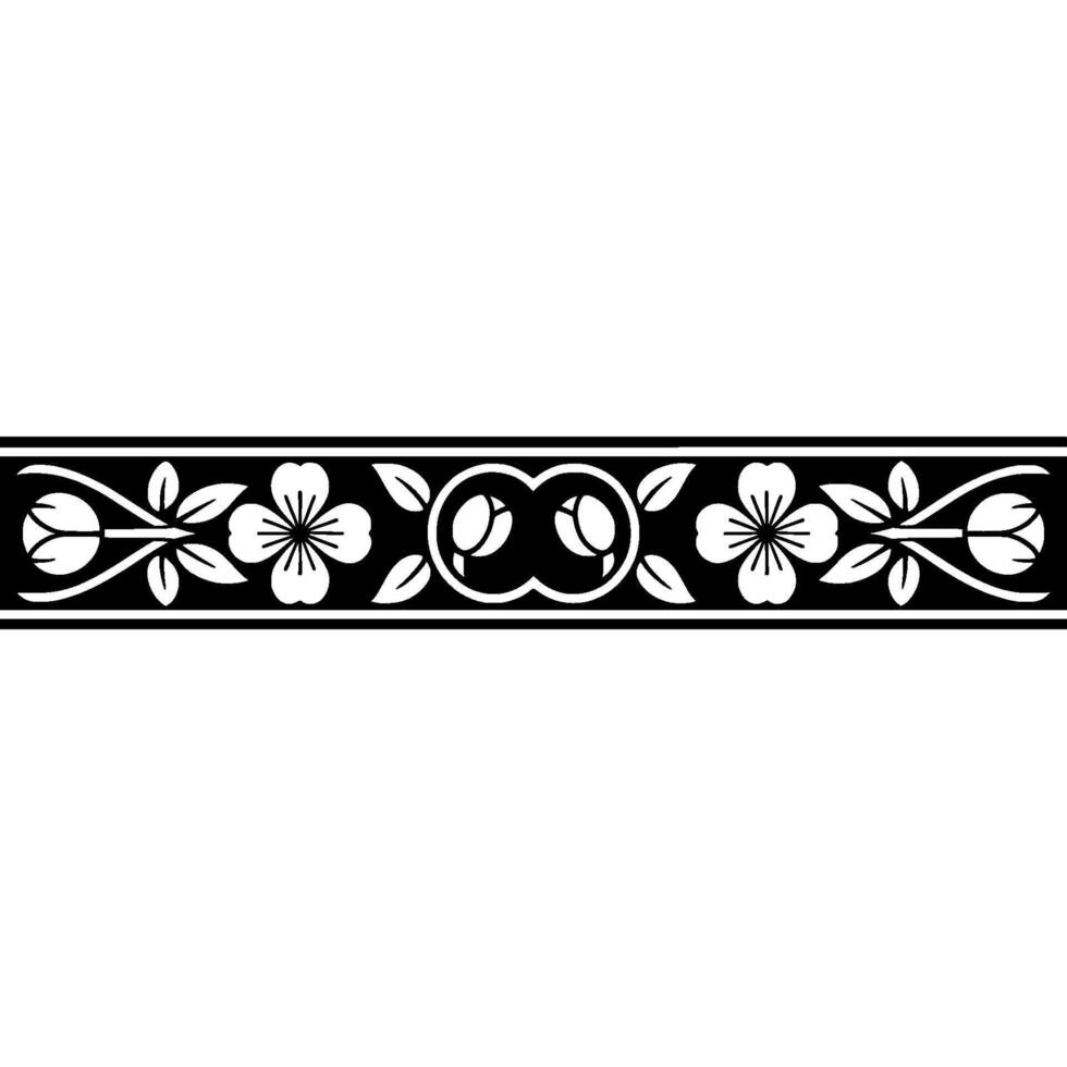 Elegant Floral Border, Japanese , Vintage Motif, Decorative vector