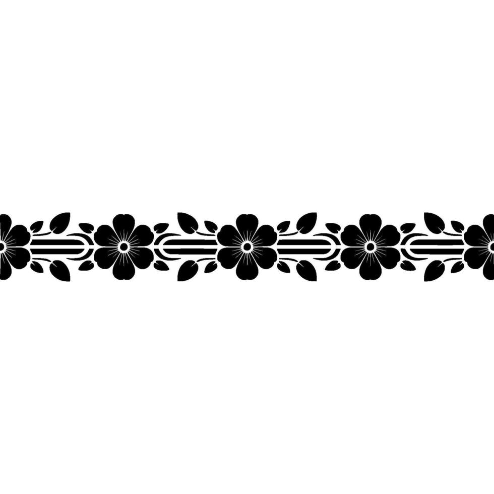 Elegant Floral Border, Vintage Style, Decorative Element, Seamless vector