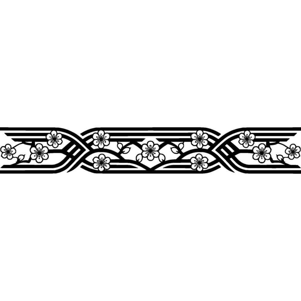 Elegant Japanese Sakura Border Traditional Floral vector