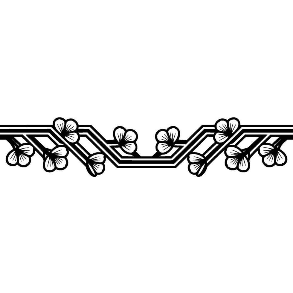 Art Nouveau Floral Border, Elegant Line Art vector