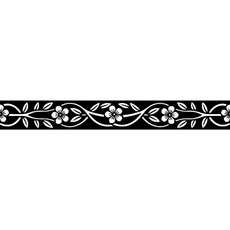 Elegant Floral Border, Vintage , Black and White - Ornamental vector