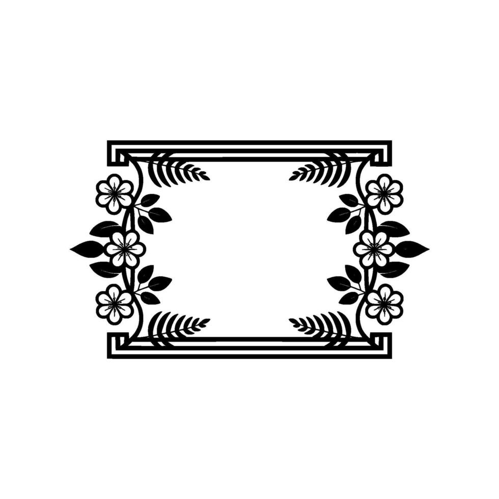 Elegant Floral Frame, Art Deco Style Border, Vintage vector