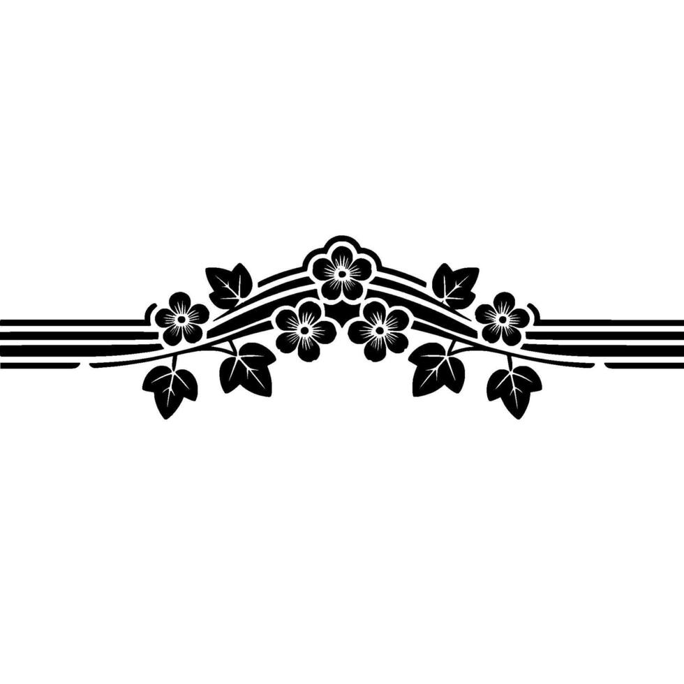 Elegant Floral Border, Japanese , Minimalist Deco vector