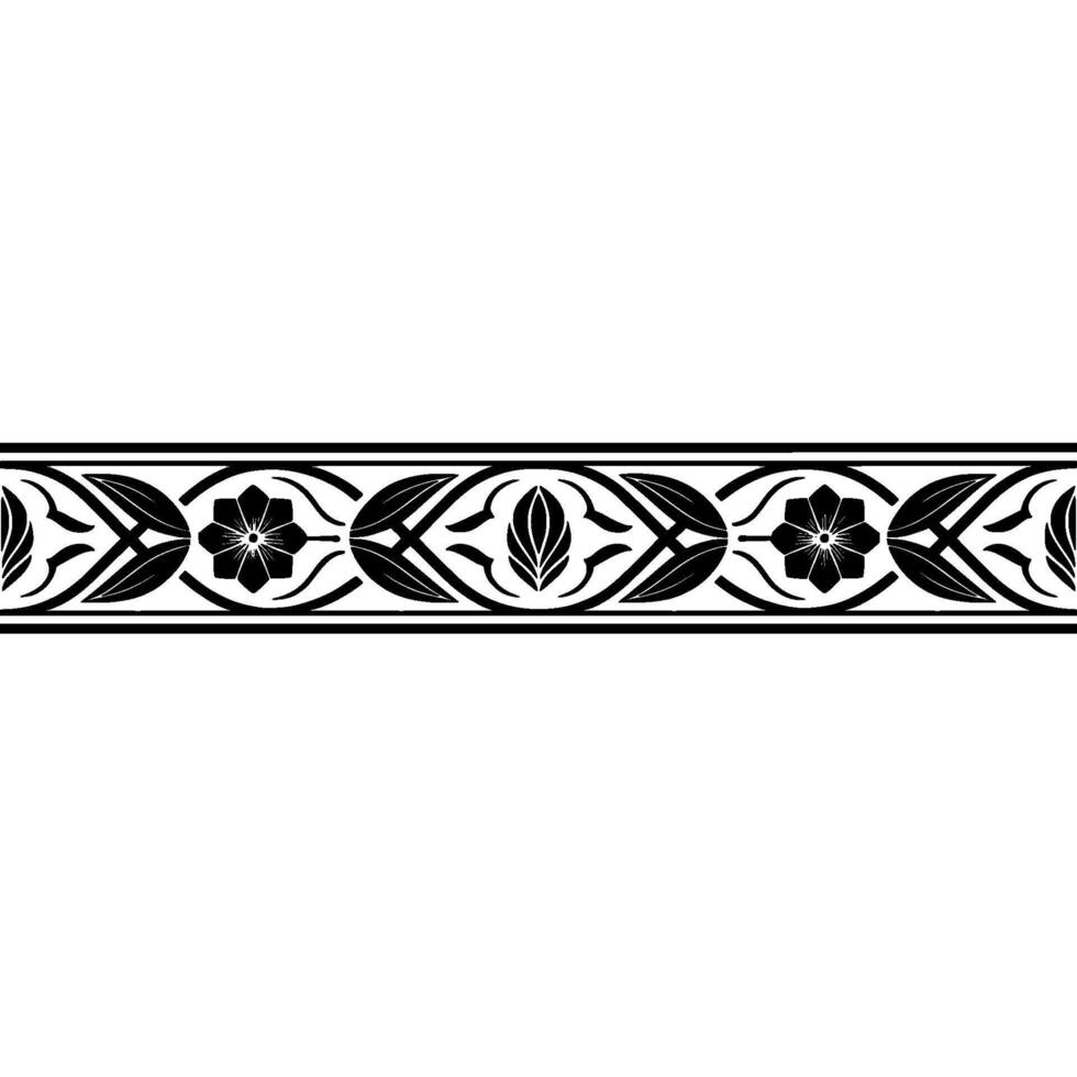 Intricate Black Floral Border, Elegant , Vintage Motif vector