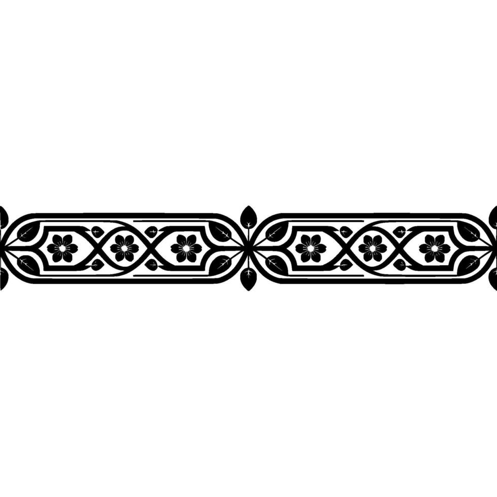 Elegant Botanical Border, Vintage Element - Monochrome vector